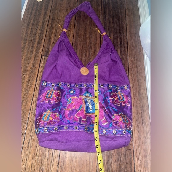 Handmade 🇮🇳 Purple hobo bag bohemian purse elephant bag embroidered bag - Picture 3 of 12